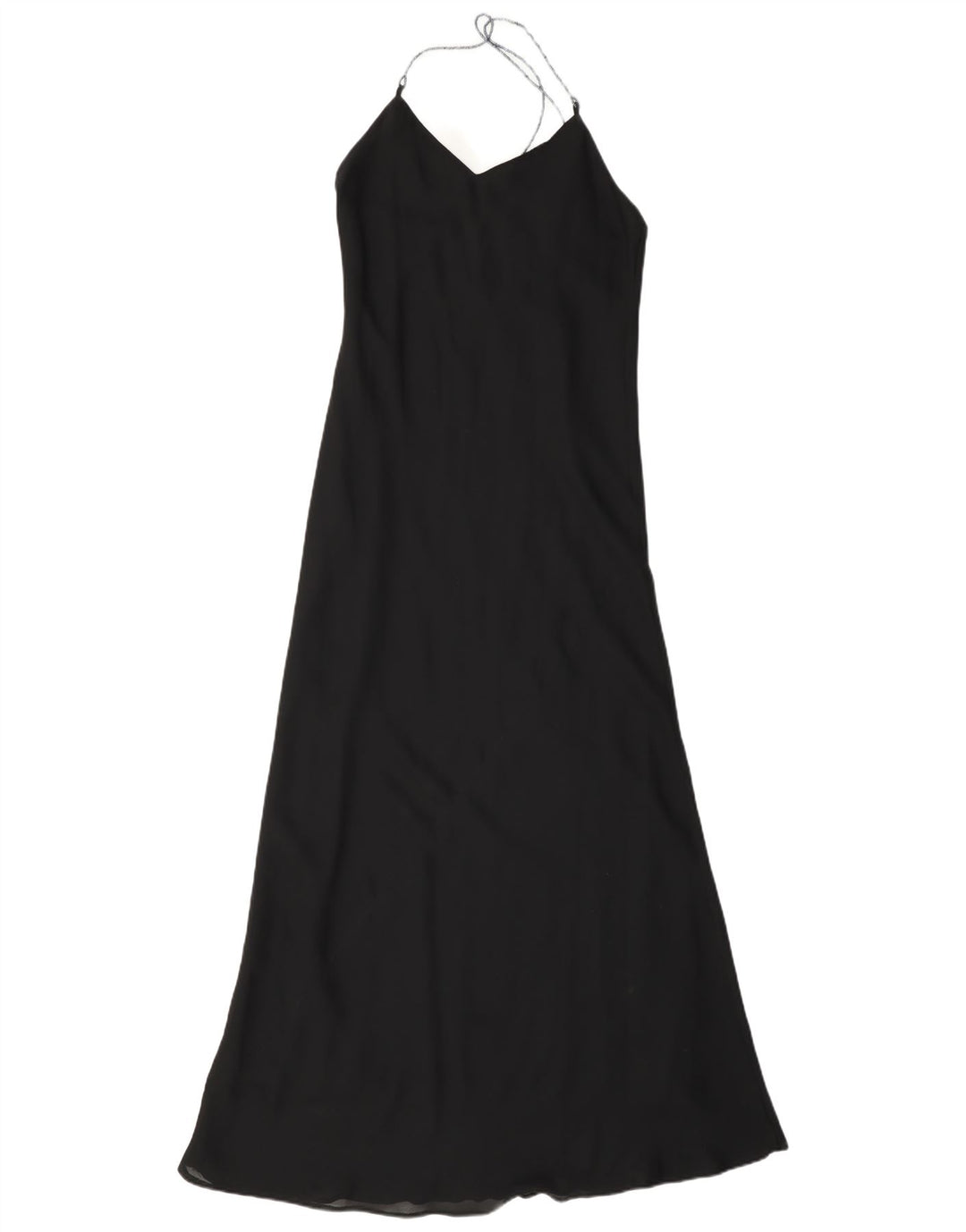 Vintage Γυναικείο Maxi Halter Φόρεμα UK 10 Small Black Polyester
