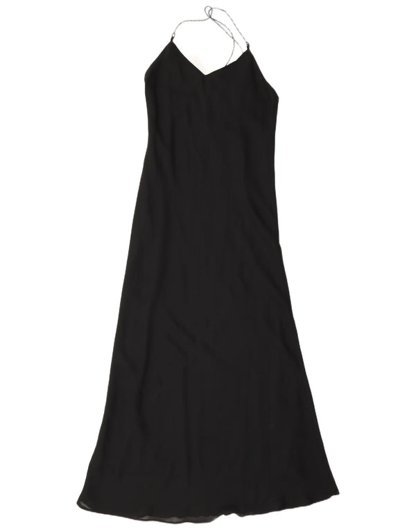Vintage Γυναικείο Maxi Halter Φόρεμα UK 10 Small Black Polyester