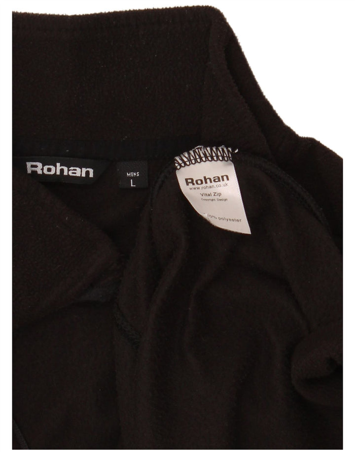 ROHAN Ανδρικό φερμουάρ Fleece Jumper Μεγάλος Μαύρος Πολυεστέρας