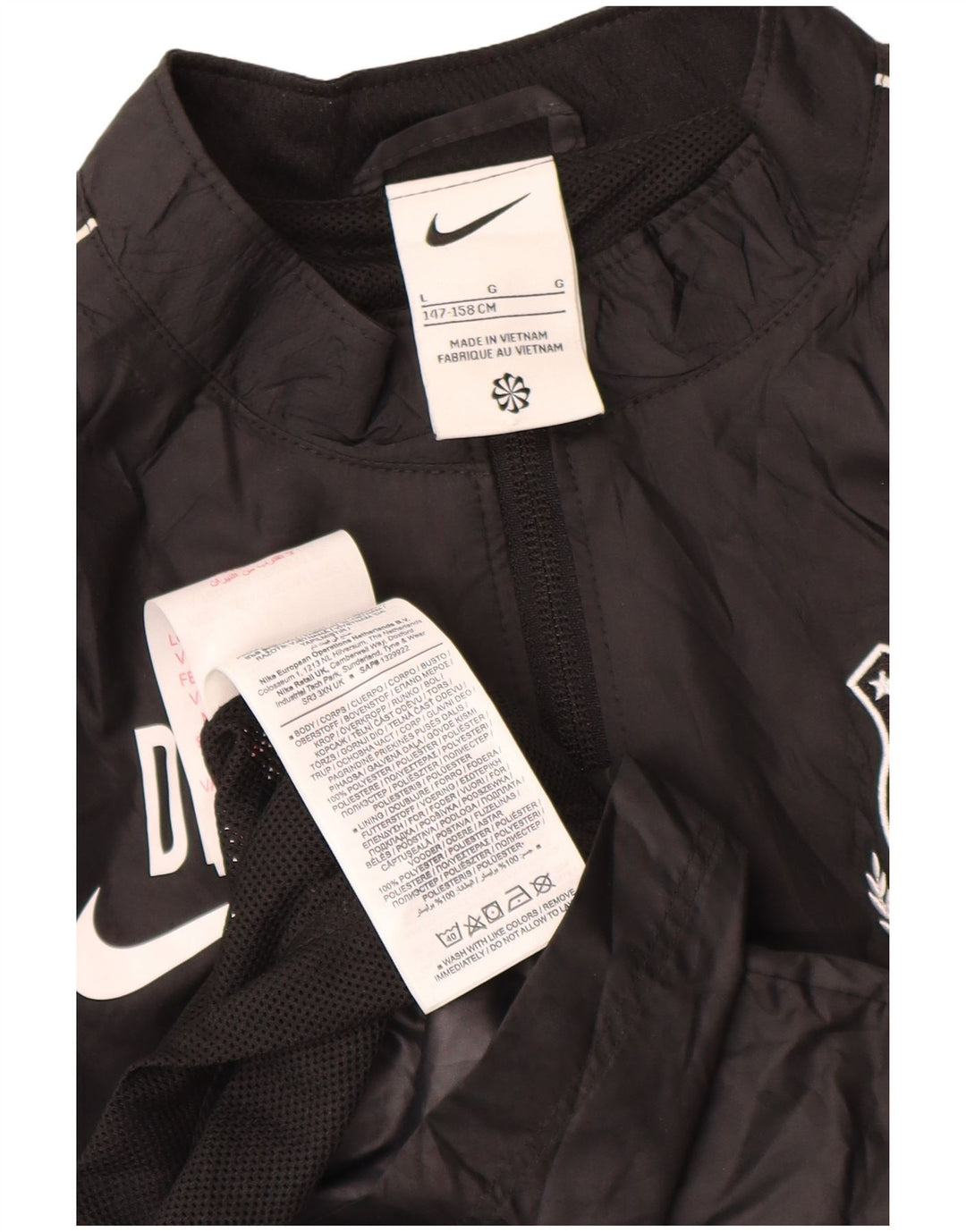 Nike Boys Graphic Rain Jacket 12-13 Years Larg Black Polyester