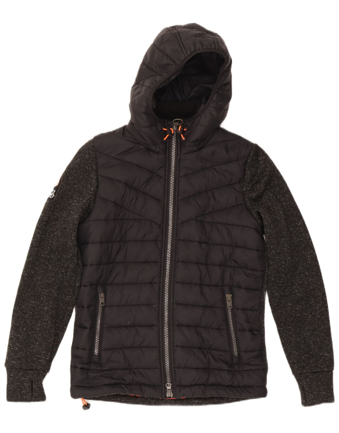 Superdry γυναικείο μπουφάν με κουκούλα UK 14 μεσαίου μαύρου πολυεστέρα