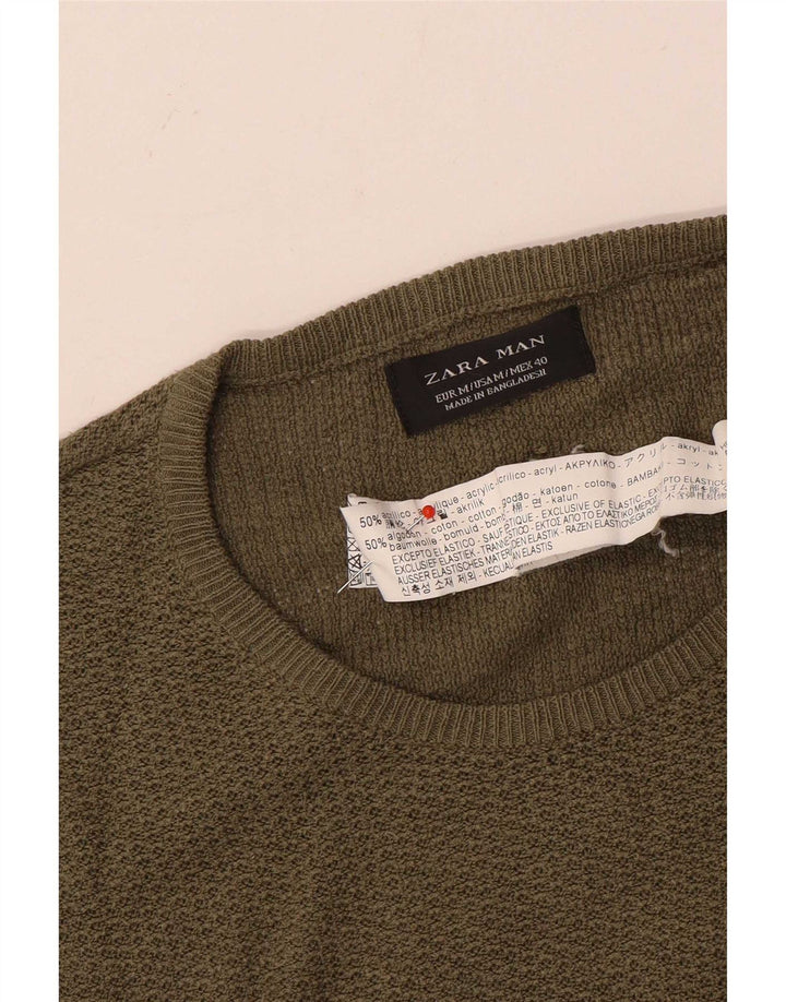 Ανδρικό πουλόβερ Zara Crew Neck Jumper Medium Khaki Acrylic