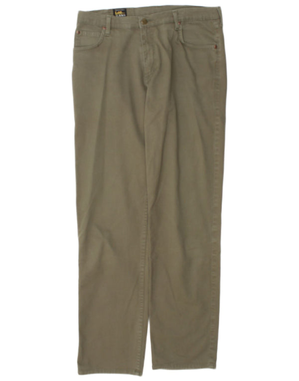 Lee Mens Brooklyn Straight Casual Παντελόνι W34 L34 Χακί Βαμβακερό