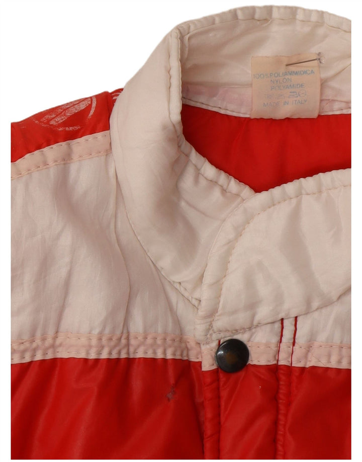 Vintage ανδρική επένδυση Gilet UK 36 Small Red Colorblock Πολυαμίδιο