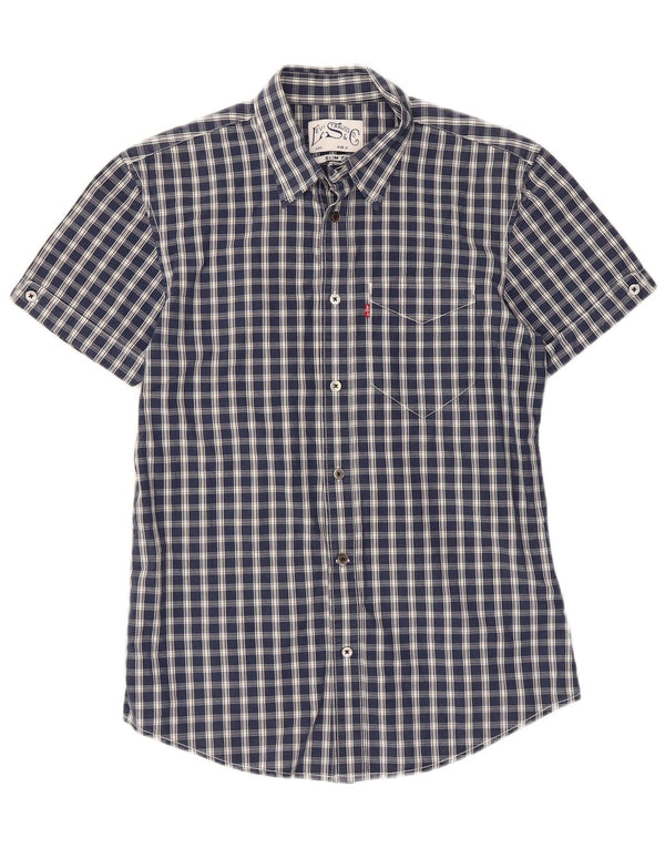 Ανδρικό κοντομάνικο πουκάμισο Levi's Slim Fit Small Navy Blue Check Cotton