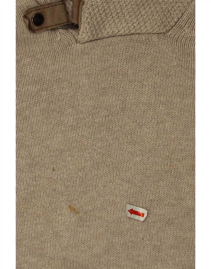 Ανδρικό πουλόβερ Massimo Dutti με σάλι λαιμό, μεγάλο μπεζ βαμβακερό