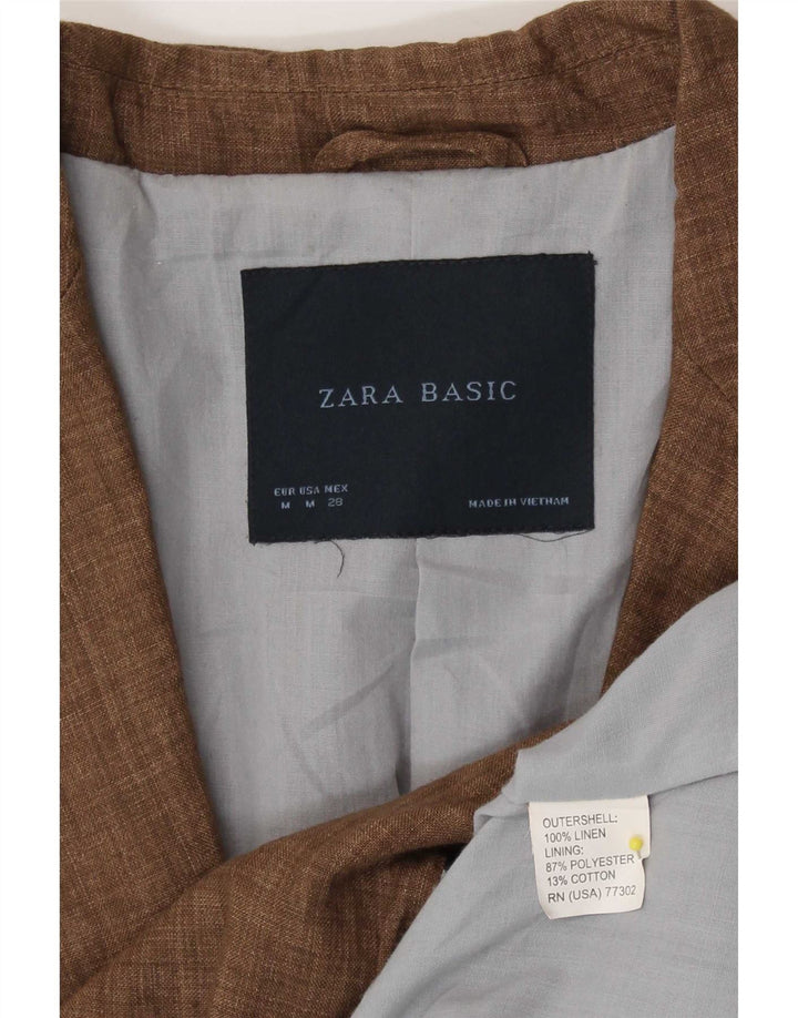 Zara Γυναικείο Μπουφάν Blazer UK 14 Μεσαίο Καφέ Λινό