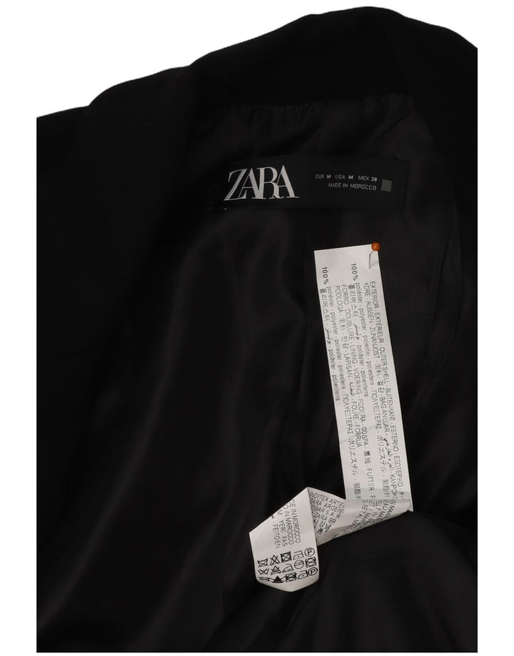 ZARA Γυναικείο Open Blazer Jacket UK 14 Medium Black Polyester