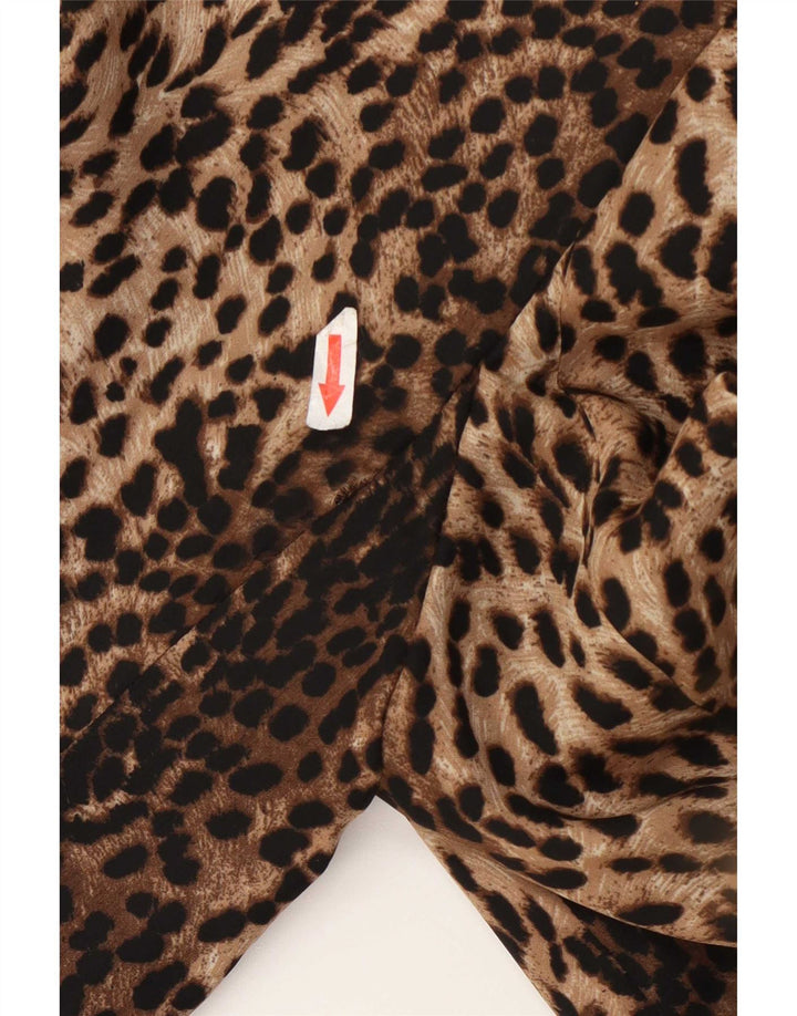 Zara Γυναικείο μπουφάν 1 κουμπιού blazer UK 14 Large Brown Animal Print Polyester