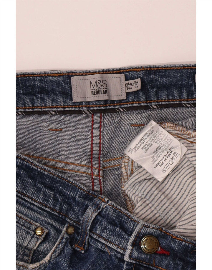 Ανδρικό τζιν κανονικό ίσιο Marks & Spencer W34 L29 Μπλε βαμβακερό