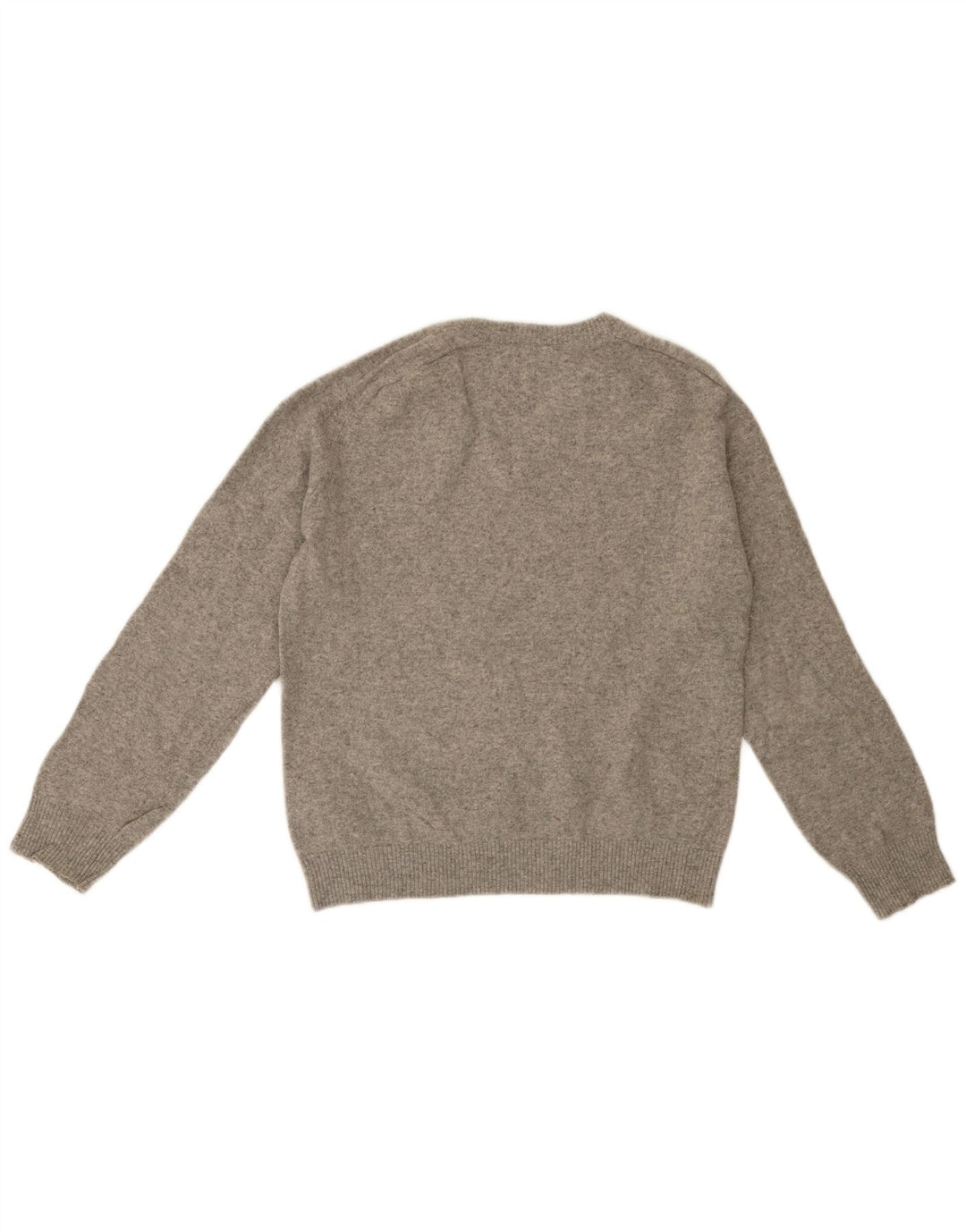 BENETTON Γυναικείο πουλόβερ με V λαιμόκοψη UK 18 XL Γκρι Lambswool