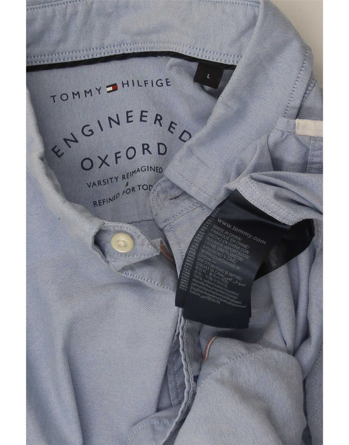 Ανδρικό πουκάμισο Tommy Hilfiger μεγάλο μπλε βαμβακερό