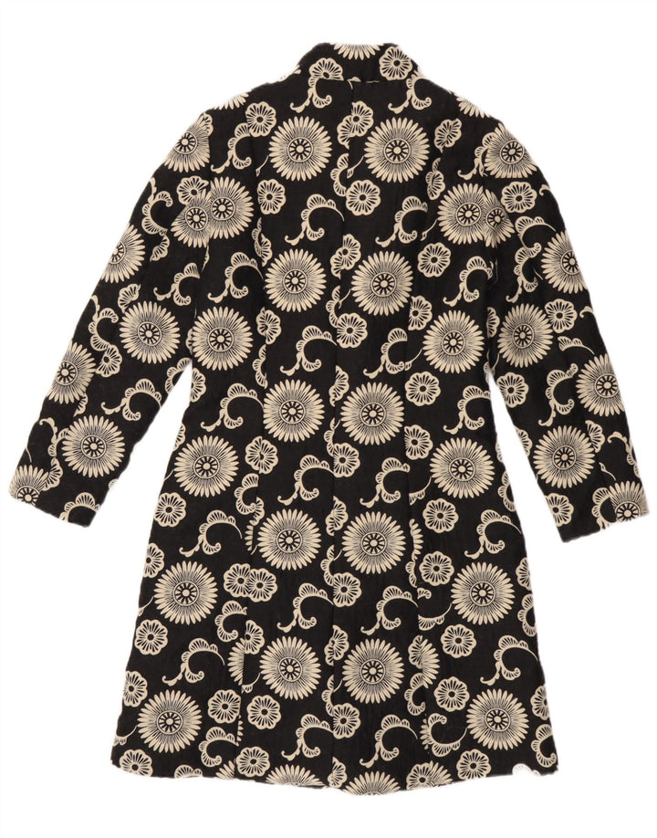 Vintage γυναικείο πανωφόρι UK 12 Medium Black Floral