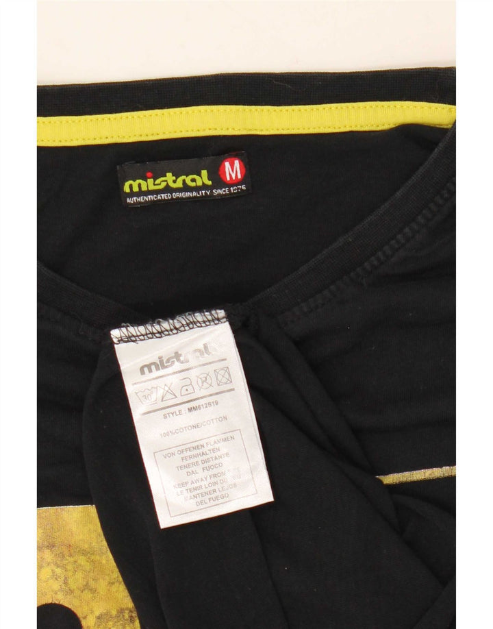 Ανδρικό γραφικό T-Shirt Mistral Top Μεσαίο μαύρο βαμβακερό