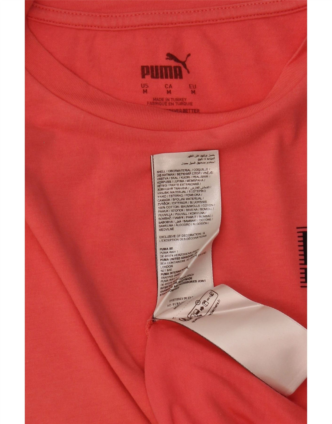 Puma Γυναικείο T-Shirt Top UK 14 Μεσαίο πορτοκαλί βαμβακερό