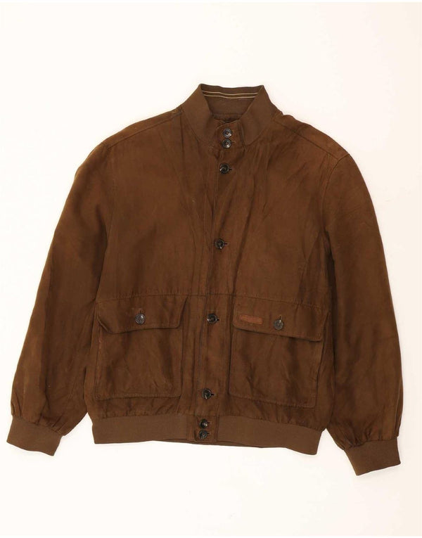 Navigare Mens Bomber Jacket UK 42 XL Brown Polyester