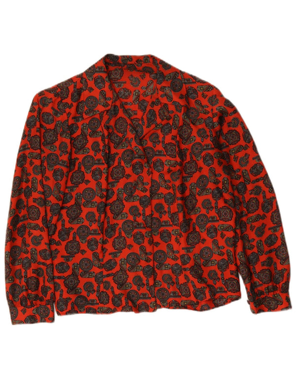 Vintage γυναικείο πουκάμισο μπλούζα UK 16 Large Red Geometric