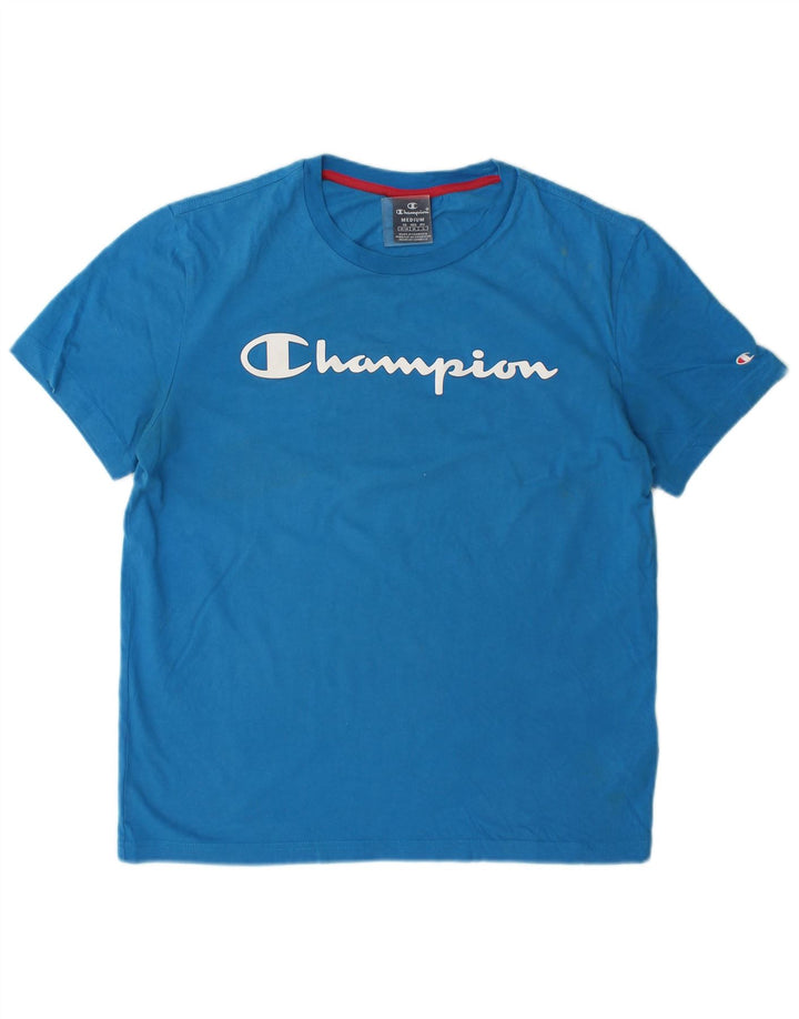 Ανδρικό γραφικό T-Shirt Champion Top από μεσαίο μπλε βαμβακερό