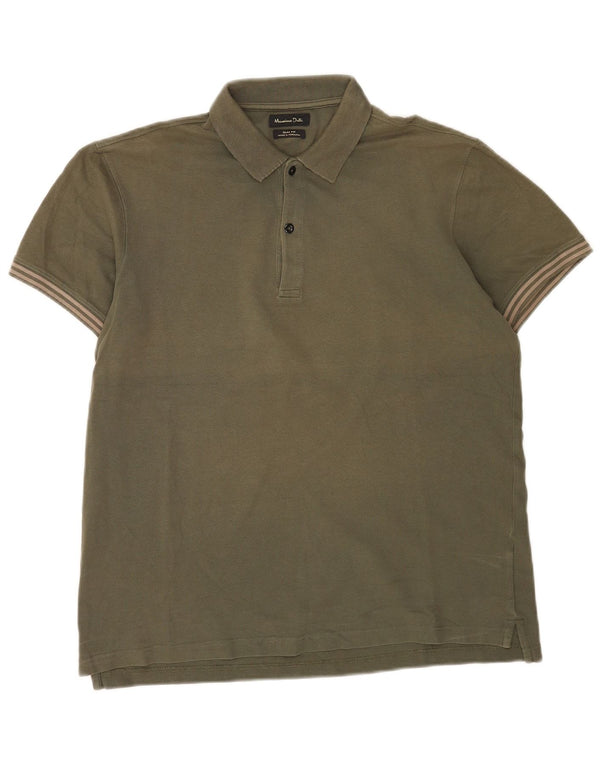 Massimo Dutti Ανδρικό πουκάμισο Polo Slim Fit XL Χακί ριγέ