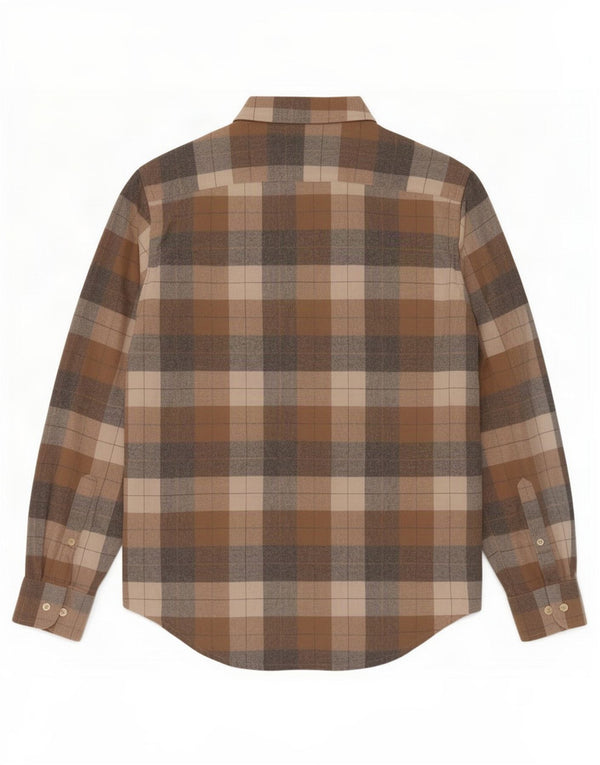 Carrera Mens Regular Fit Flannel Shirt Medium Brown Check Cotton