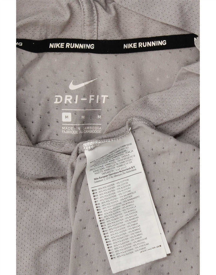 Ανδρικό μπλουζάκι Nike με κουκούλα Dri Fit, μεσαίο γκρι πολυεστέρας