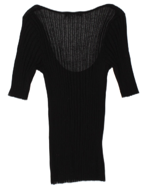 Zara Γυναικεία Μπλούζα See Through 3/4 Sleeve Top UK 12 Medium Black