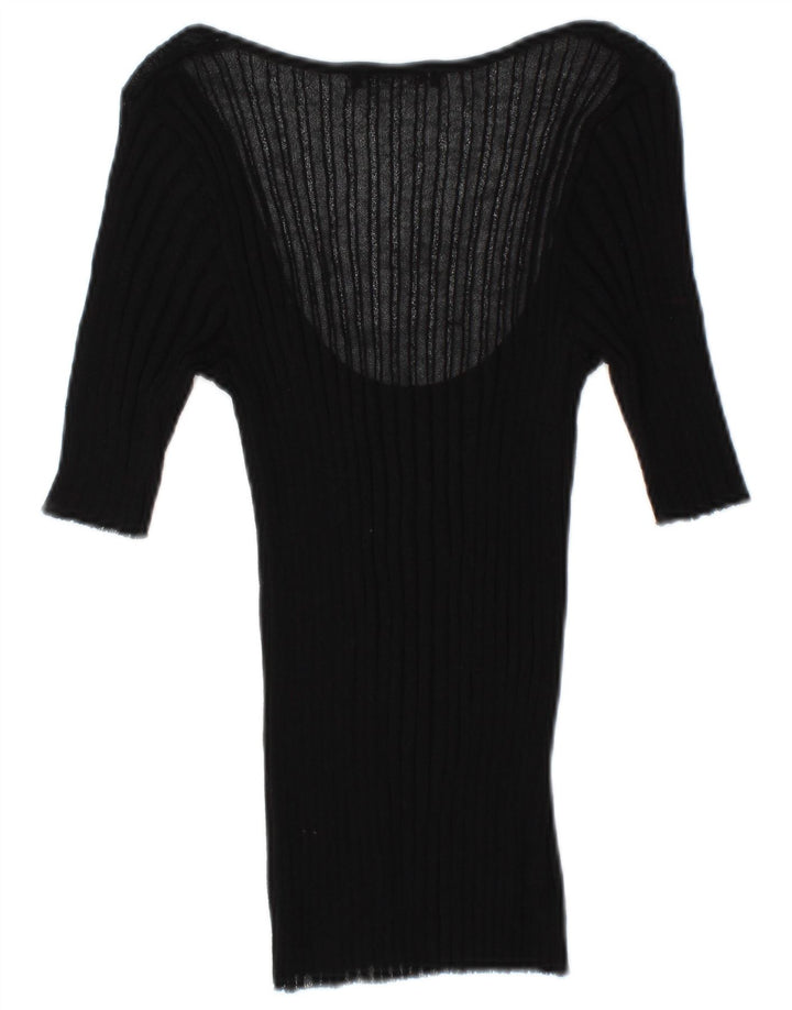 Zara Γυναικεία Μπλούζα See Through 3/4 Sleeve Top UK 12 Medium Black