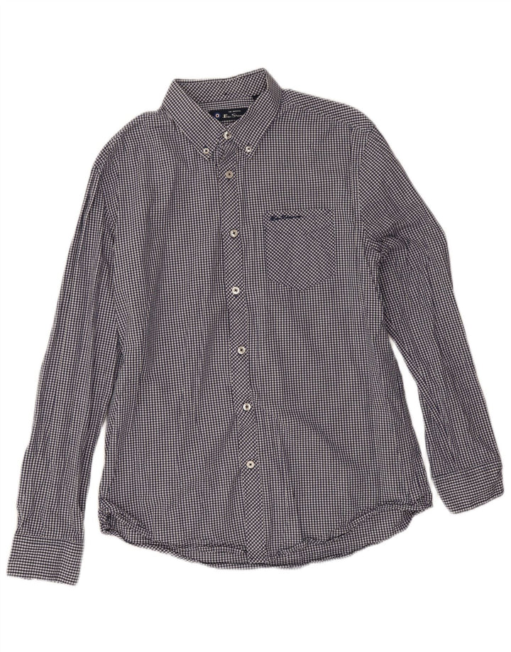 Ανδρικό πουκάμισο Ben Sherman Μεγάλο Navy Blue Gingham Cotton