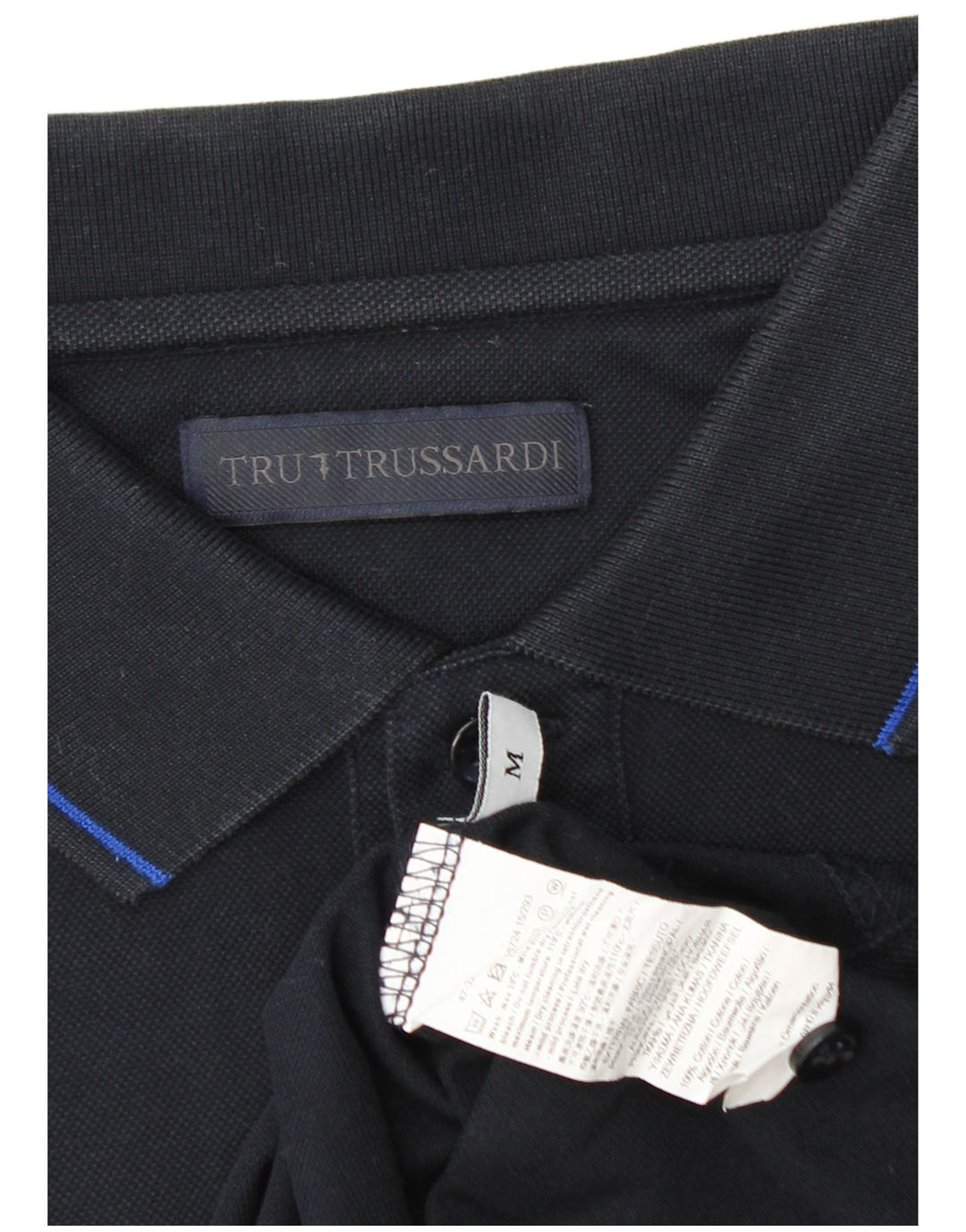 TRUSSARDI Ανδρικό πουκάμισο πόλο, μεσαίο μπλε βαμβακερό
