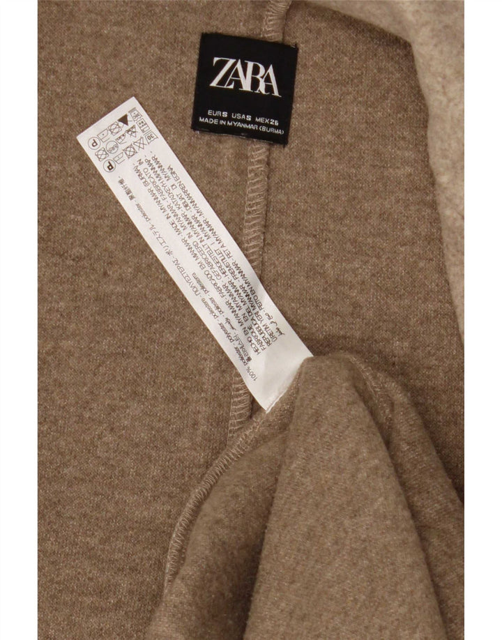 Zara Γυναικείο Ανοιχτό Πανωφόρι UK 10 Small Beige Polyester