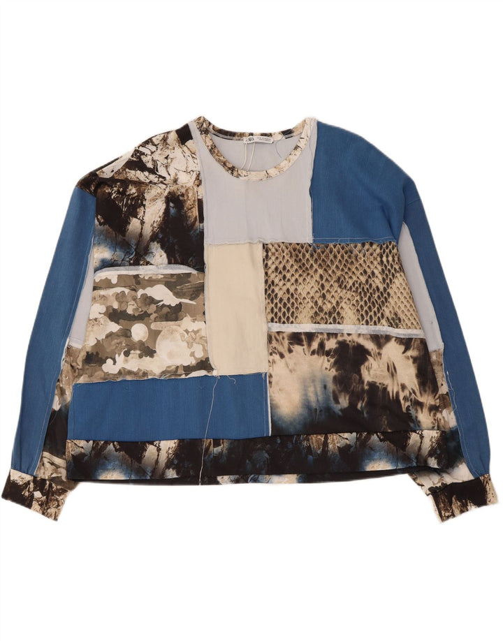 Zara Γυναικείο Crop Graphic Top Μακρυμάνικο UK 14 Medium Πολύχρωμο