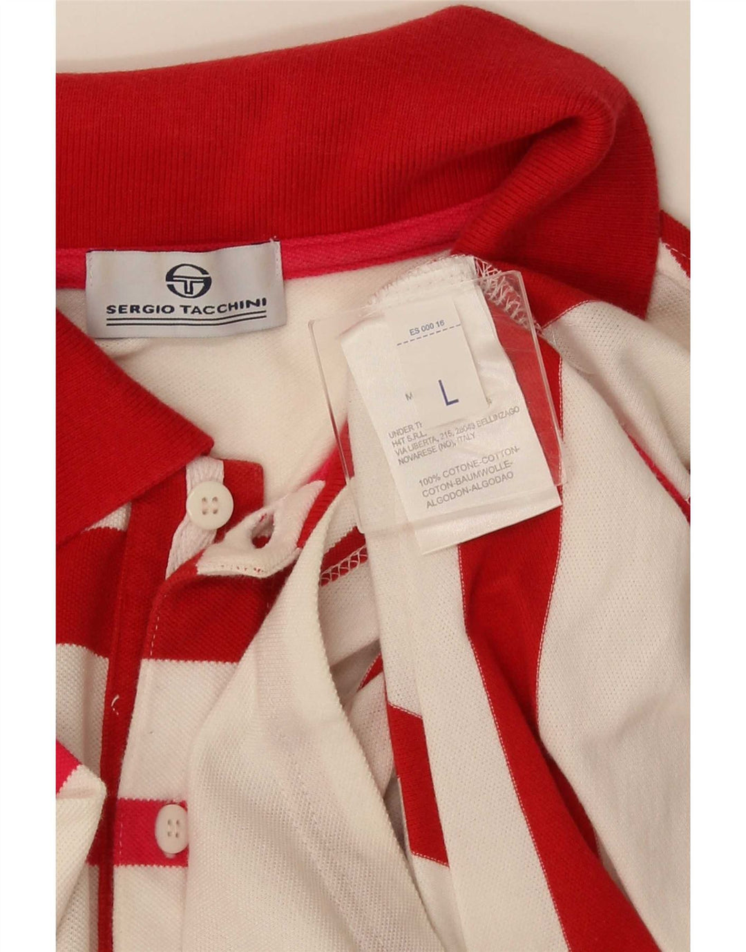 Sergio Tacchini Ανδρικό μπλουζάκι πόλο μεγάλο κόκκινο ριγέ βαμβακερό