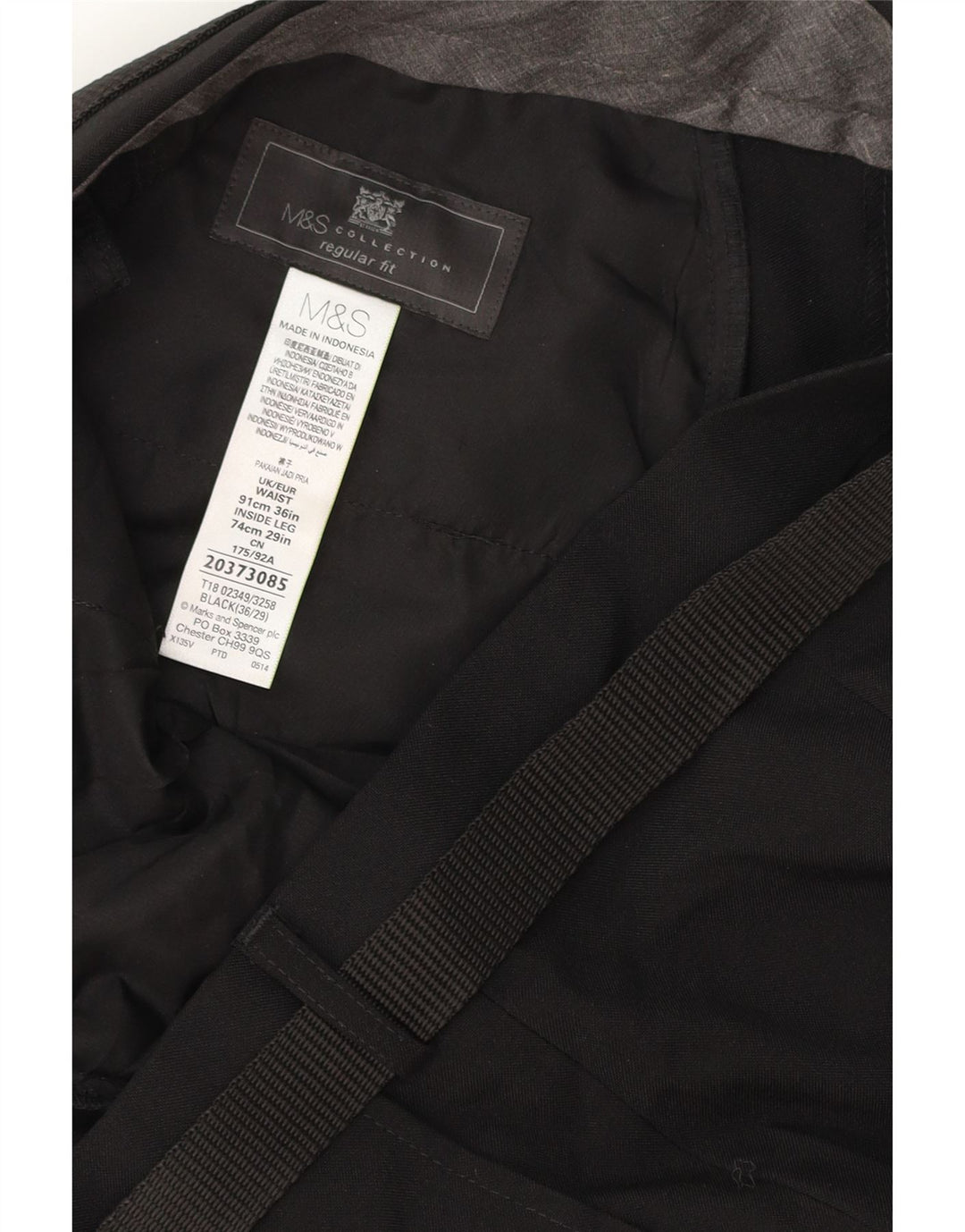 MARKS & SPENCER Ανδρικό παντελόνι Chino με κανονική εφαρμογή W36 L29 μαύρο πολυεστέρα