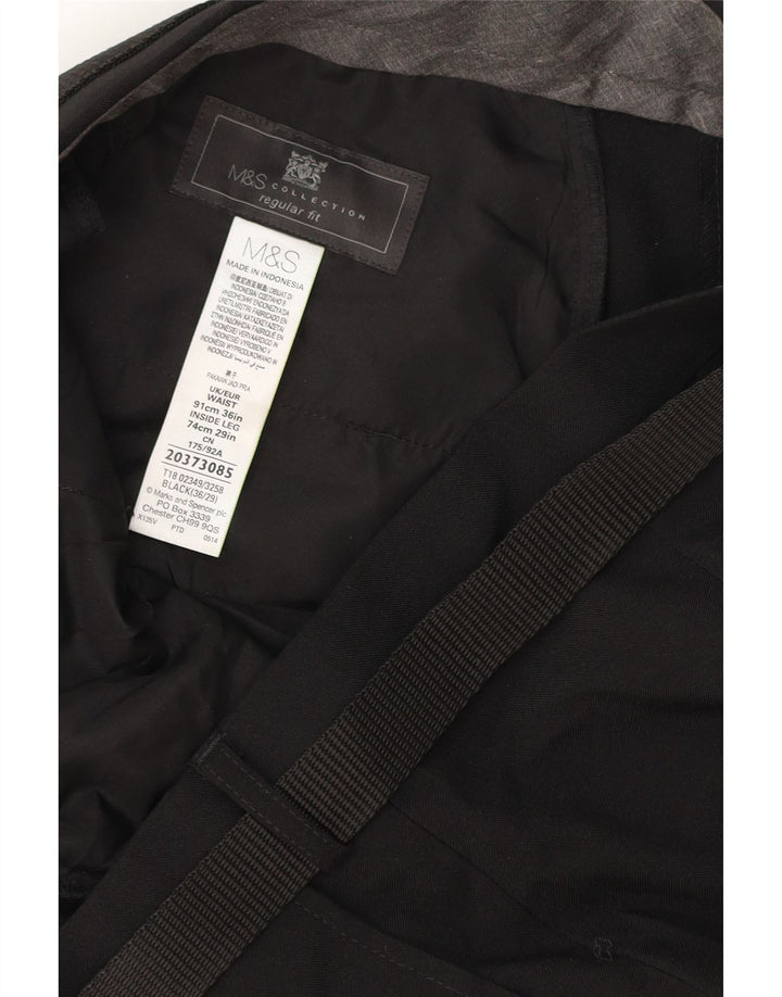 MARKS & SPENCER Ανδρικό παντελόνι Chino με κανονική εφαρμογή W36 L29 μαύρο πολυεστέρα