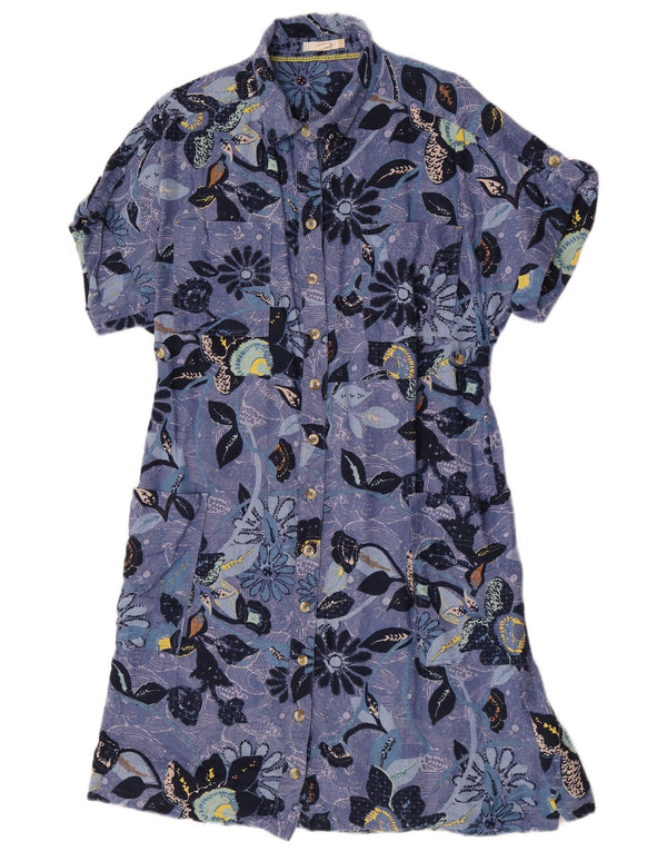 White Stuff Γυναικείο Πουκάμισο Φόρεμα UK 12 Medium Blue Floral Λινό