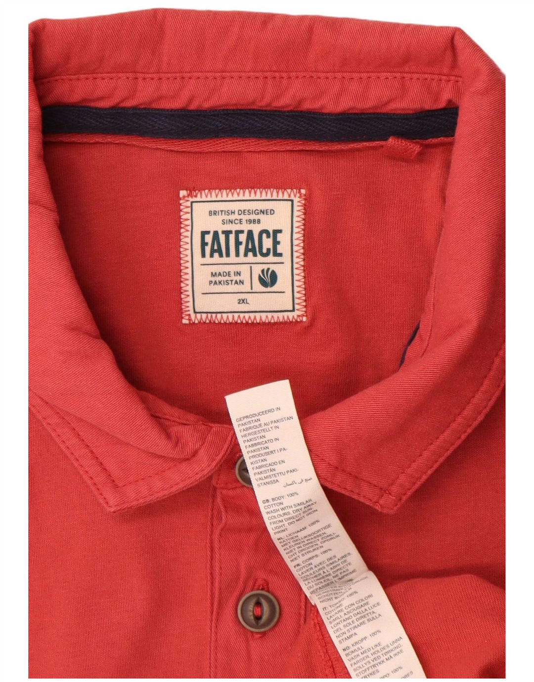 Fat Face Ανδρικό Πόλο Μπλουζάκι 2XL Κόκκινο βαμβακερό