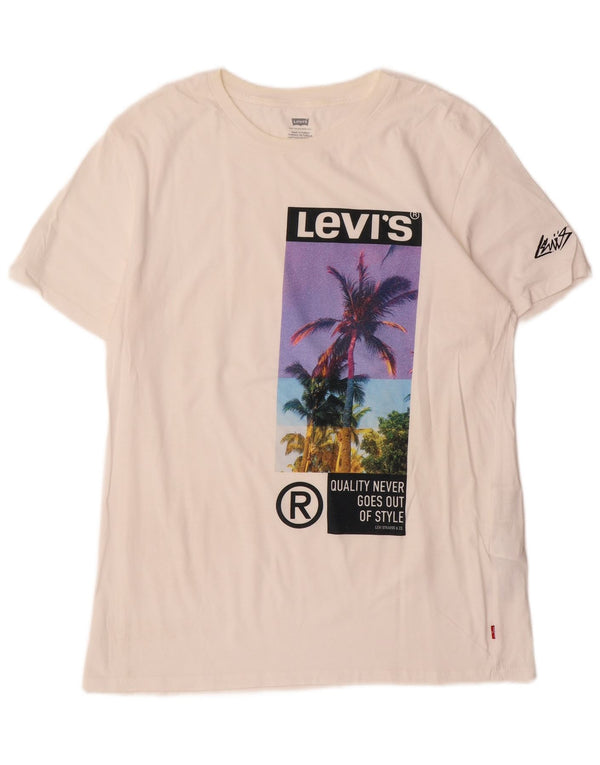 Ανδρικό γραφικό μπλουζάκι Levi's Large off λευκό βαμβακερό