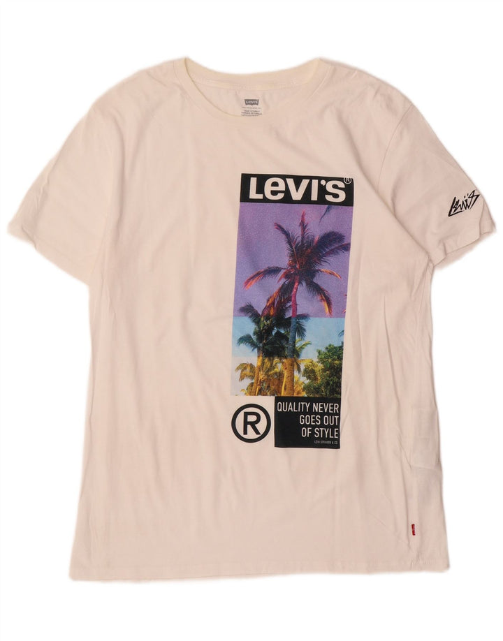 Ανδρικό γραφικό μπλουζάκι Levi's Large off λευκό βαμβακερό