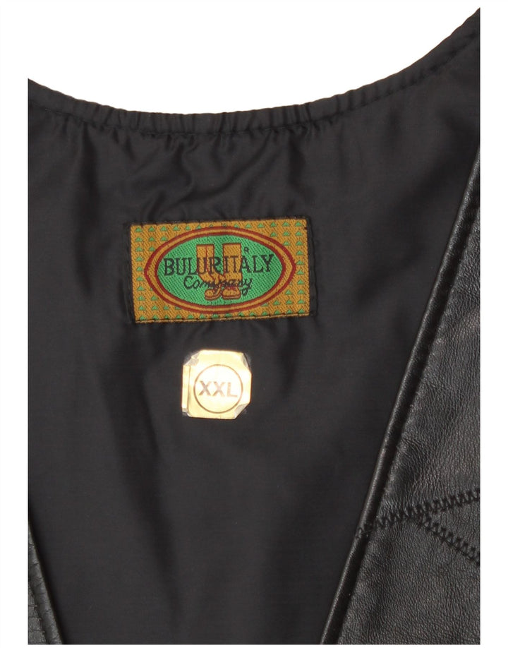 Vintage Γυναικείο Δερμάτινο Γιλέκο 2XL Μαύρο Patchwork Biker