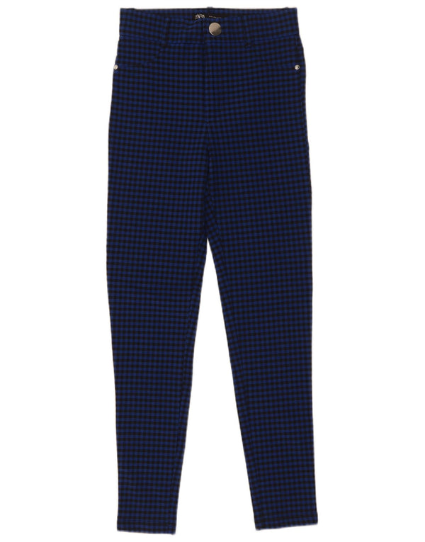 Zara Γυναικείο Skinny Casual Παντελόνι Small W26 L28 Blue Gingham