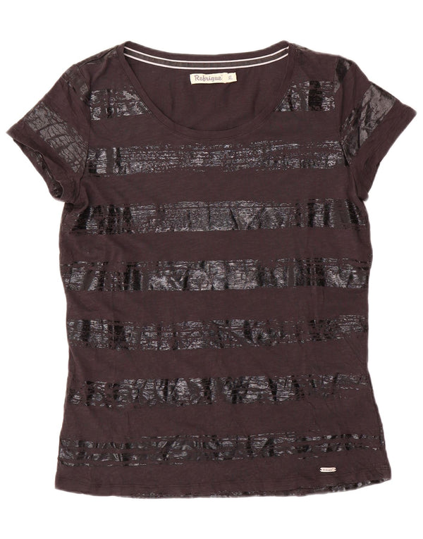 Γυναικείο T-Shirt REFRIGUE Top UK 18 XL Μαύρο ριγέ βαμβακερό