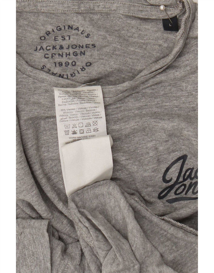 Jack & Jones Ανδρικό γραφικό T-Shirt Top μεγάλο γκρι βαμβακερό