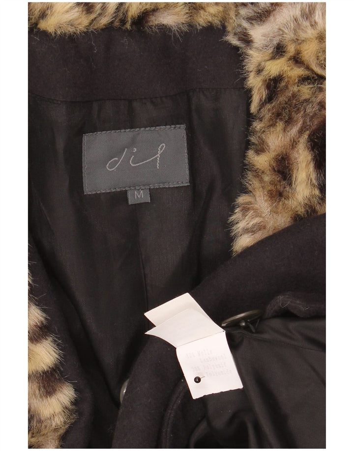 Vintage γυναικείο Crop Blazer Jacket UK 14 Medium Black Animal print