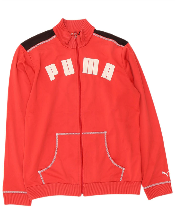 PUMA Boys Graphic Tracksuit Top Jacket 15-16 Years Red Colourblock