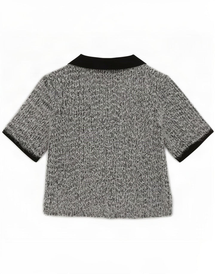 Zara γυναικείο πουκάμισο πόλο UK 10 Small Grey Flecked Polyester