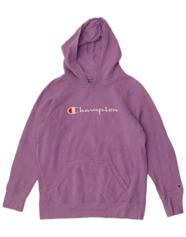 Champion Girls Graphic Hoodie Jumper 13-14 Years XL Purple Cotton