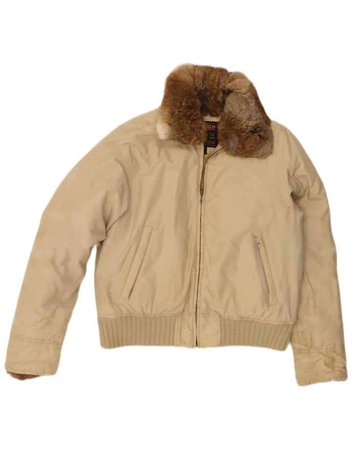 Woolrich Γυναικείο μπουφάν με επένδυση UK 14 μεσαίο μπεζ βαμβακερό