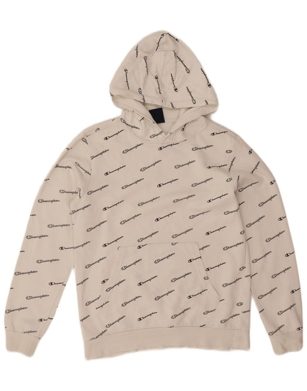Champion Boys Graphic Hoodie Jumper 13-14 Years XL White Cotton