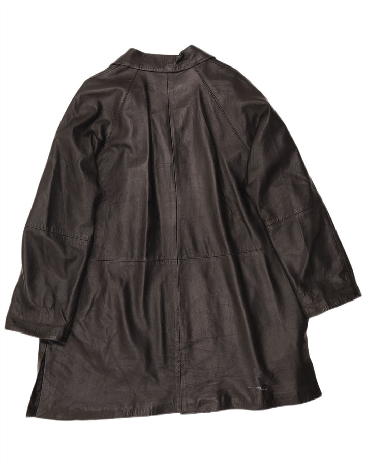 Vintage Γυναικείο Oversized Δερμάτινο Παλτό IT 46 Large Μαύρο Δερμάτινο