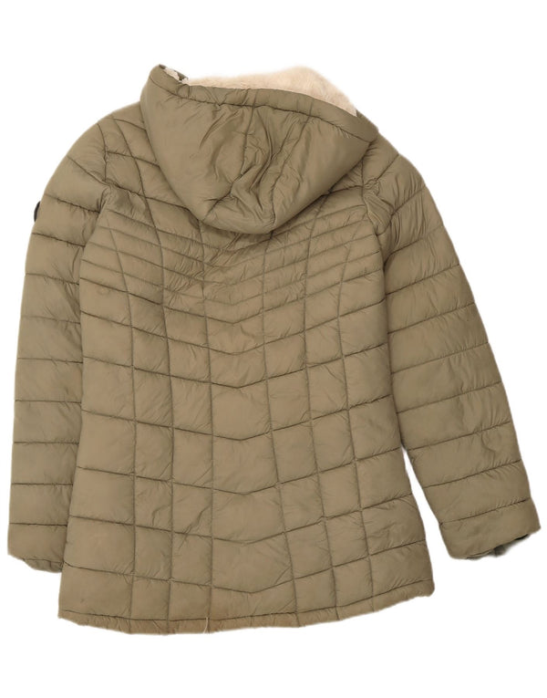 Dkny Girls Sherpa Padded Jacket 14-15 Years Large Khaki Nylon